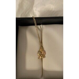 Vintage 10K Black Hills Gold Leaf Necklace Pendant 1/20 14K Chain 17.5